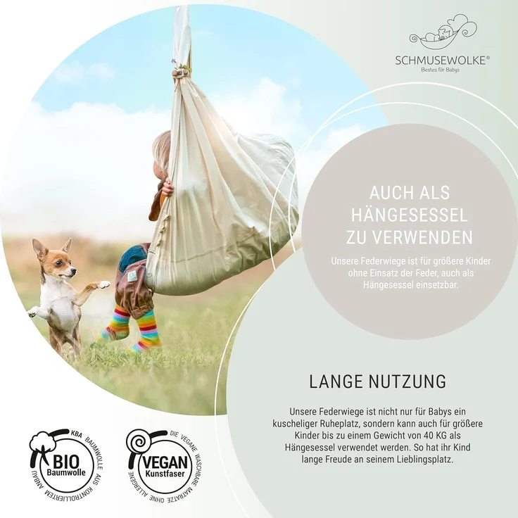 Federwiege mit Deckenbefestigung Bio Grey Kunstfaser – Bild 9