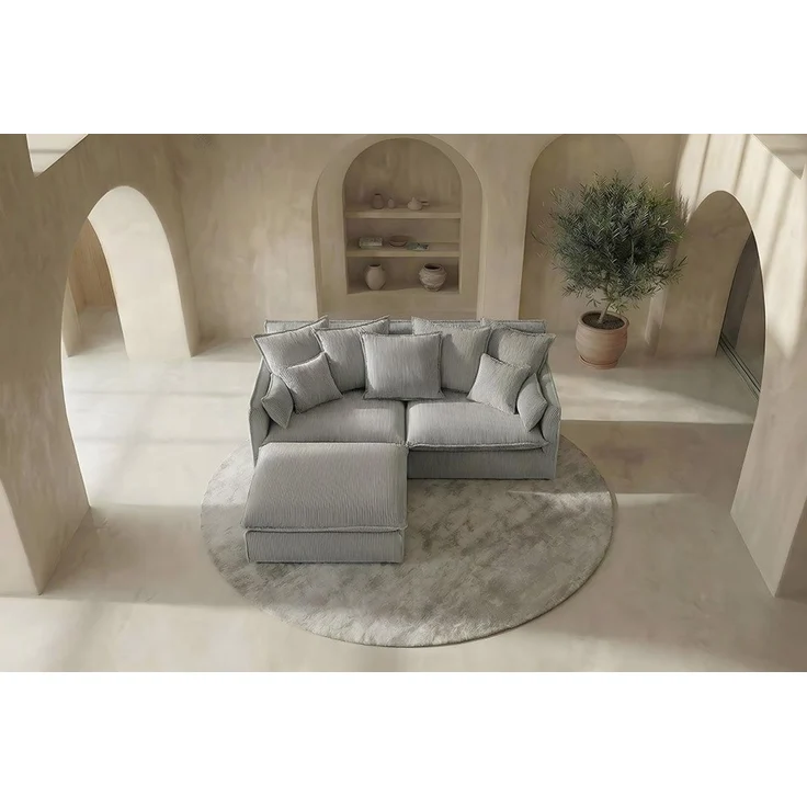 riess-ambiente 3-Sitzer HEAVEN 200cm hellgrau - Cord, Federkern, Polster, abnehmbarer Bezug, Einzelartikel 1 Teile, Großes Hussensofa inkl. Kissen - ideal für große Wohnzimmer & Familien – Bild 4