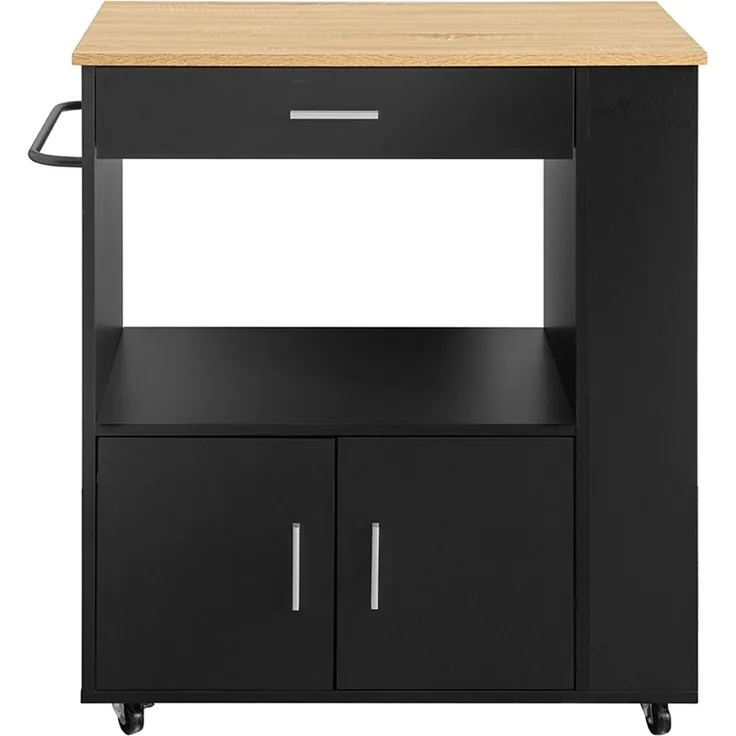 SoBuy FKW113-SCH Küchenwagen, Spanplatte, Melamin, Schwarz, 75 x 88 x 46 cm