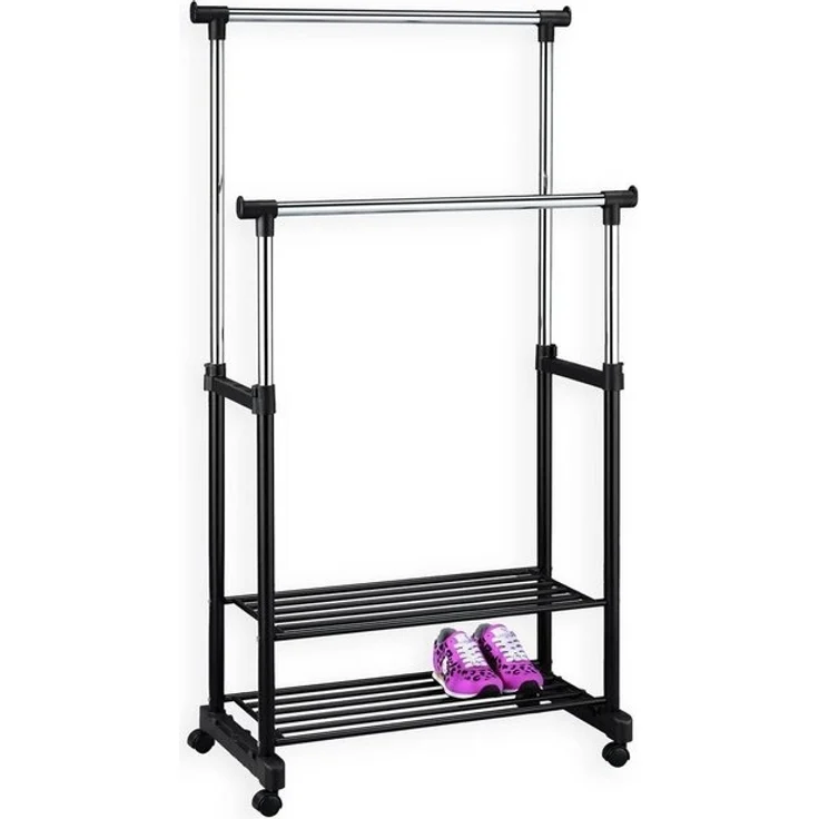 IDIMEX Garderobenständer NELMA, Garderobenwagen Kleiderständer Rollgarderobe 2 Schuhregale Kleiderstan – Bild 2