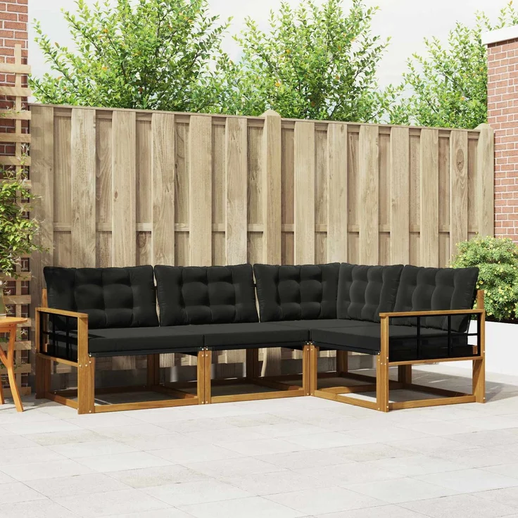vidaXL Outdoor-Sofagarnitur 4 stk. 4-Sitzer Natur und Schwarz 3369415 – Bild 1