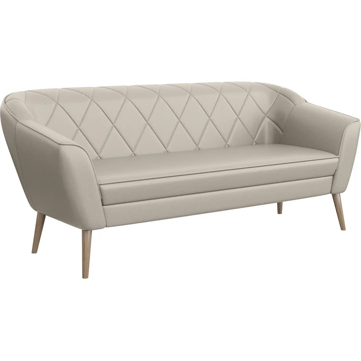 MEBLINI Sofa GISELA 3-Sitzer - Beige Kunstleder - für Wohnzimmer - Mini Lounge für drei Personen - Küchensofa - Sofa Klein – Bild 1