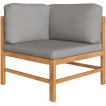 Ecksofa mit Dunkelgrauen Kissen Teak Massivholz