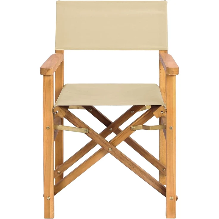 vidaXL Regiestuhl Braun und Beige Massives Teakholz 42032676 – Bild 3