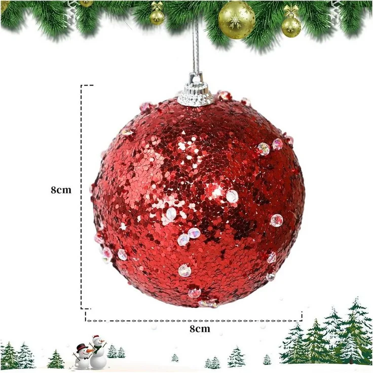 M&W DAS DESIGN Weihnachtsbaumkugel Weihnachtskugeln Christmas Decorations 8CM Rot