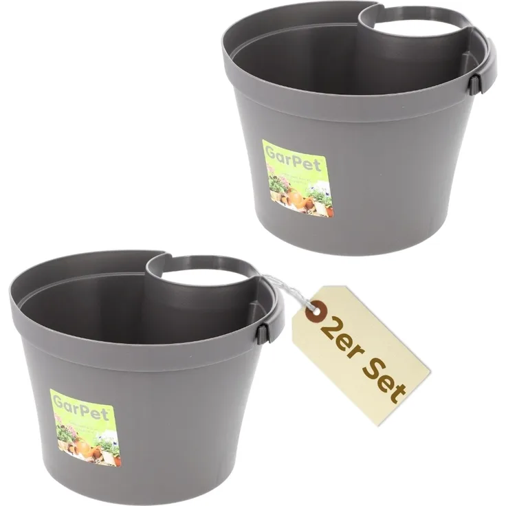 GarPet Blumentopf 2er Set Fallrohr Blumentopf für Regenrohr Regenrinne Pfosten Hängetopf