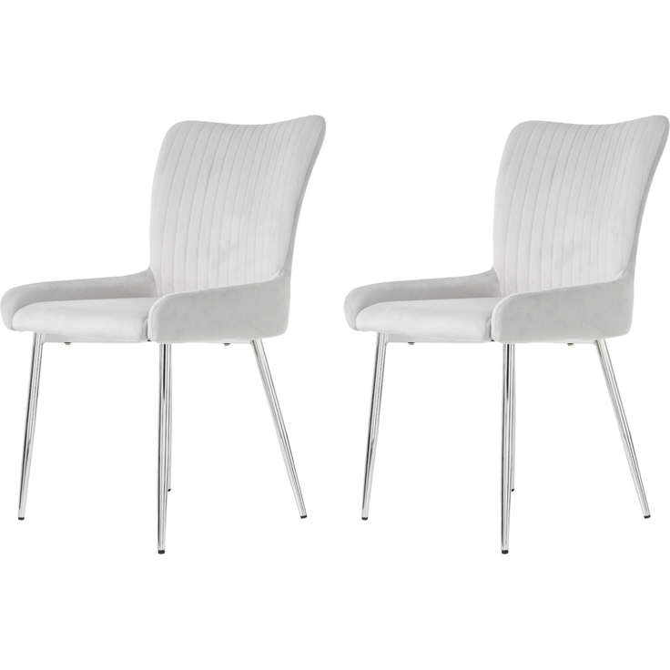 Esszimmerstuhl 2er-Set, Samt mit Metallgestell, 74x58x48 cm, Grau – Bild 6