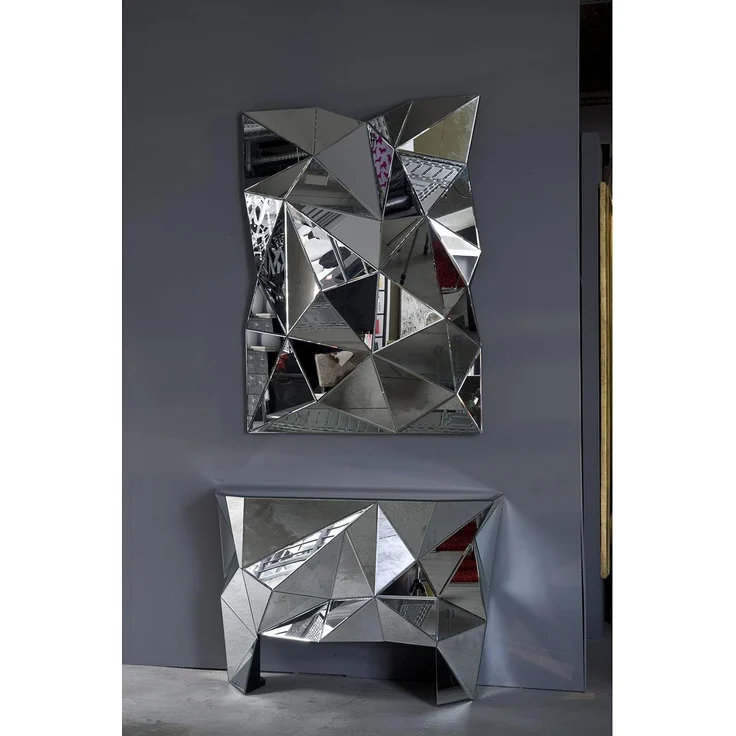 Kare Design, Spiegel Konsole Prisma, Flurkonsole verspiegelt, Luxus Konsole, Glas, 80 x 126,5 x 38 cm (H/B/T) – Bild 3