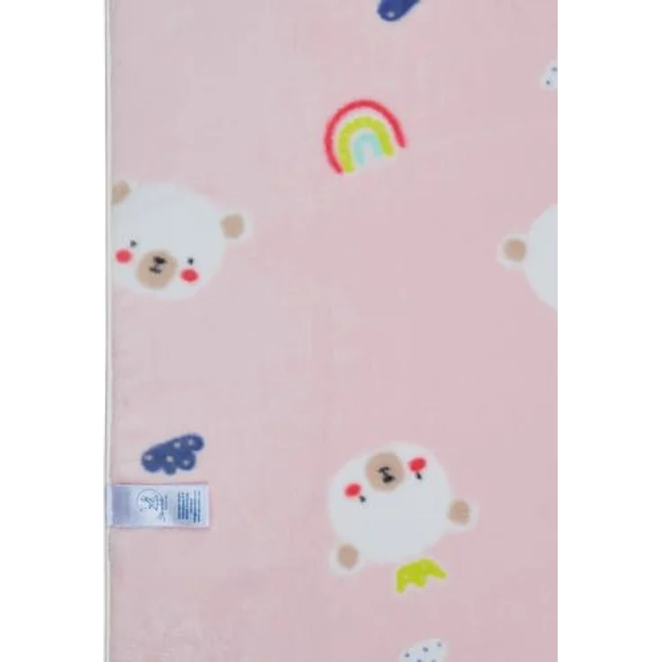 Sterntaler Babydecke Familie Bär, weiche Babydecke aus Plüsch, süßes All-Over Motiv, kurze und langflorige Seite, kuschelig und pflegeleicht, 100×75×1 cm, rosa – Bild 5