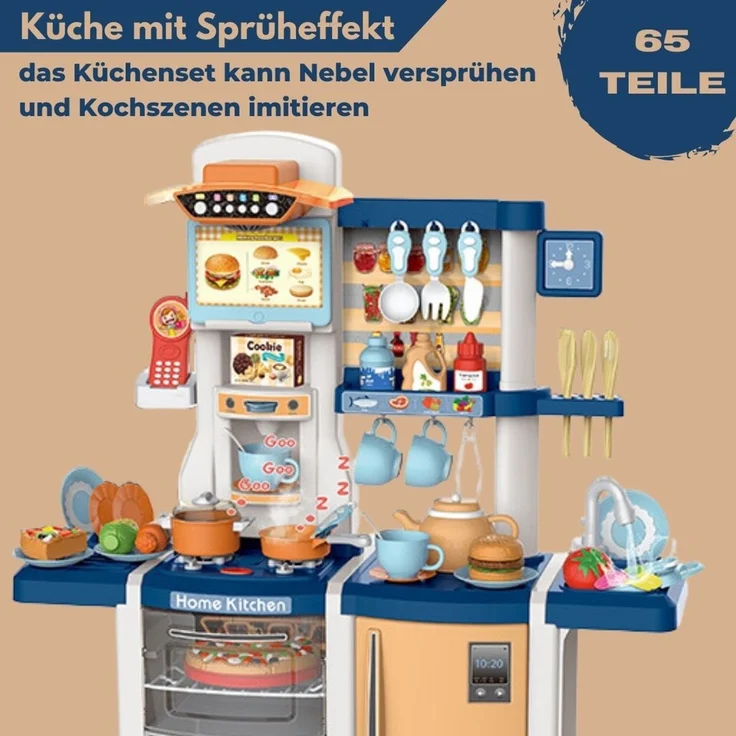 Coemo Kinderküche Susi Spielküche mit 38 tlg. Zubehör Farbe Blau – Bild 5