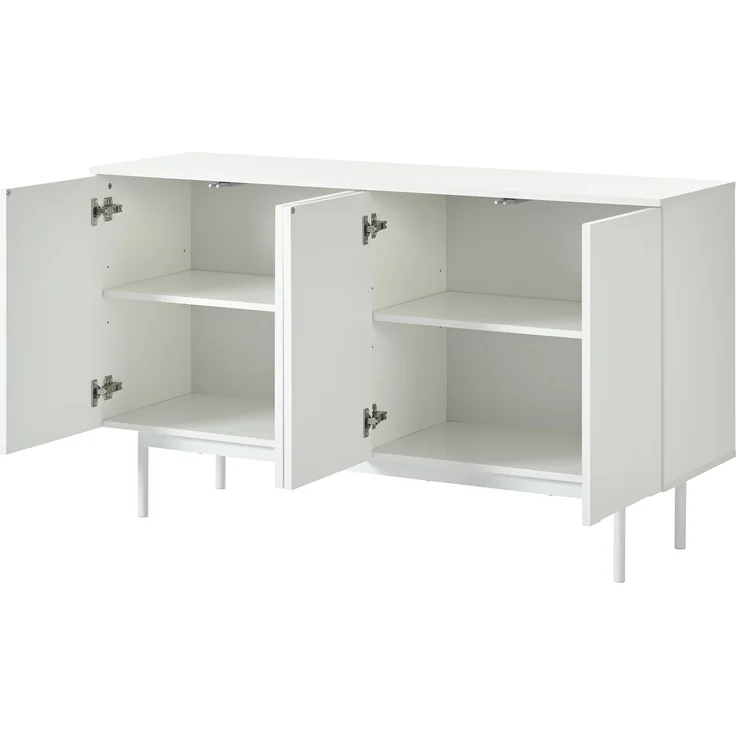 Sideboard Weiß mit gewölbten Türen, Stauraum & verstellbaren Regalen, modernes Anrichte-Design für Wohnzimmer/Esszimmer/Flur – Bild 8