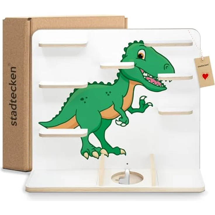 stadtecken Holzregal für Musikbox I Geeignet für die Toniebox und ca. 50 Tonies I Perfekte Tonie Aufbewahrung im Kinderzimmer I Zum Aufstellen oder Aufhängen (T-Rex, Groß) – Bild 8