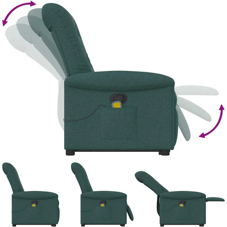 vidaXL Massagesessel mit Aufstehhilfe Dunkelgrün Stoff 3303270 – Bild 7