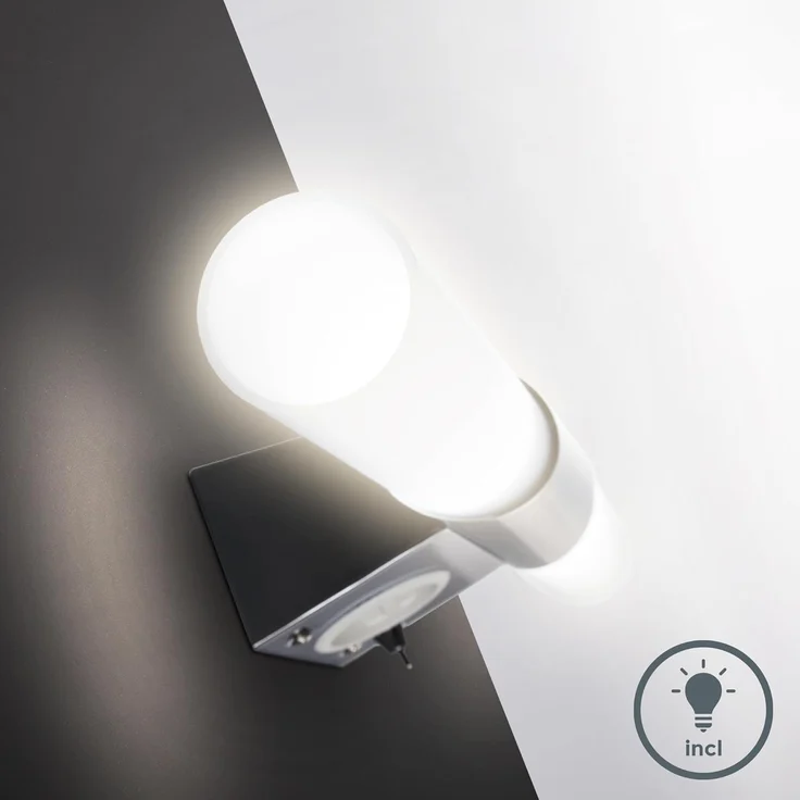 B.K.Licht Wandleuchte LED Spiegelleuchte Wandlampe modern 2 flammig IP20 - BKL1021, LED fest integriert, 3000K - Warmweiß, 230V inkl. 2x 5W 470lm E14 Badezimmer-Leuchte 3000K Chrom-Glas – Bild 6