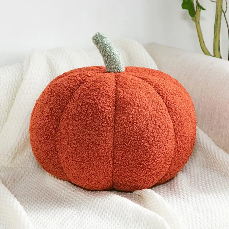 3D Kürbis Kissen 28 cm Plüsch Sofa Cushion, Rot, Einzeln, Herbstliche Couch-Dekoration – Bild 2