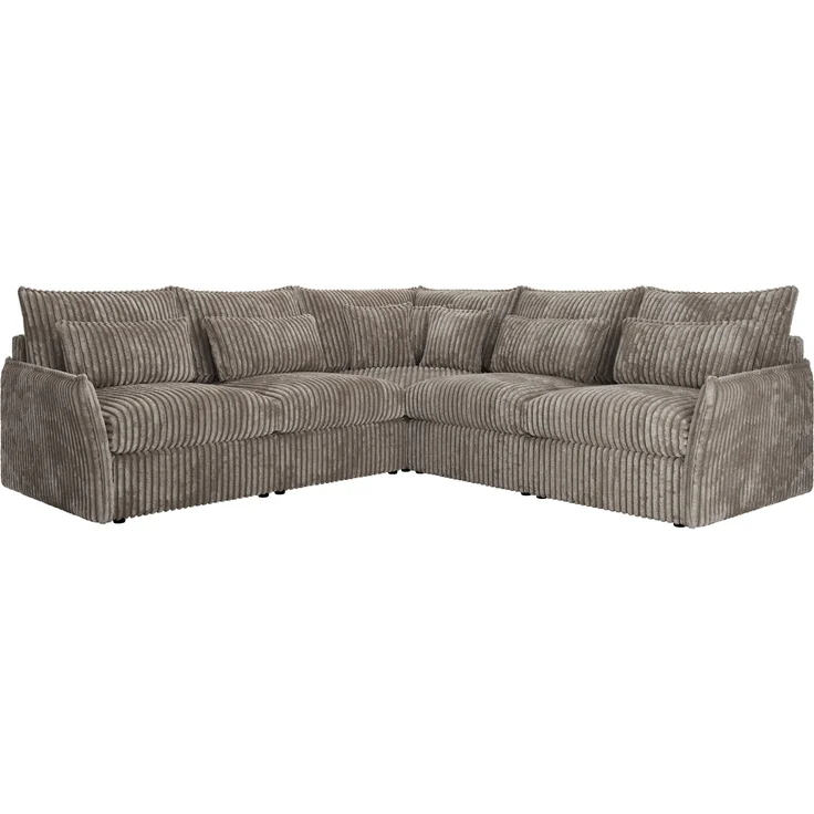 Ecksofa für Wohnzimmer, L-förmige Ecke mit losen Kissen, modular 4-Sitzer couchgarnitur - VERSO - Hellbraun Cord – Bild 5