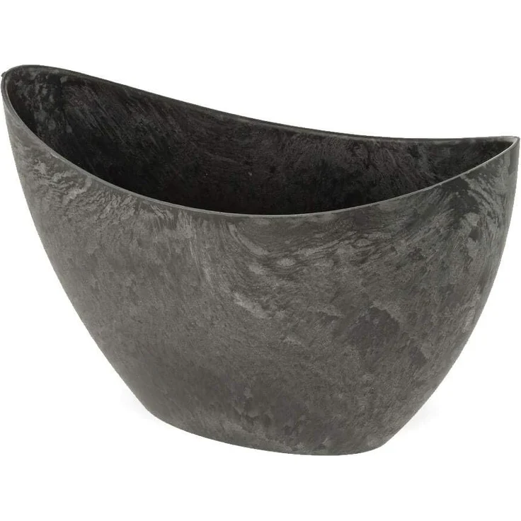 matches21 HOME & HOBBY Blumentopf Hohe Pflanzschalen oval 2x24 cm für draussen schwarz marmoriert (2 St), Wetterfeste Vintage Blumen-Schalen als Dekoschalen Grabschmuck – Bild 2