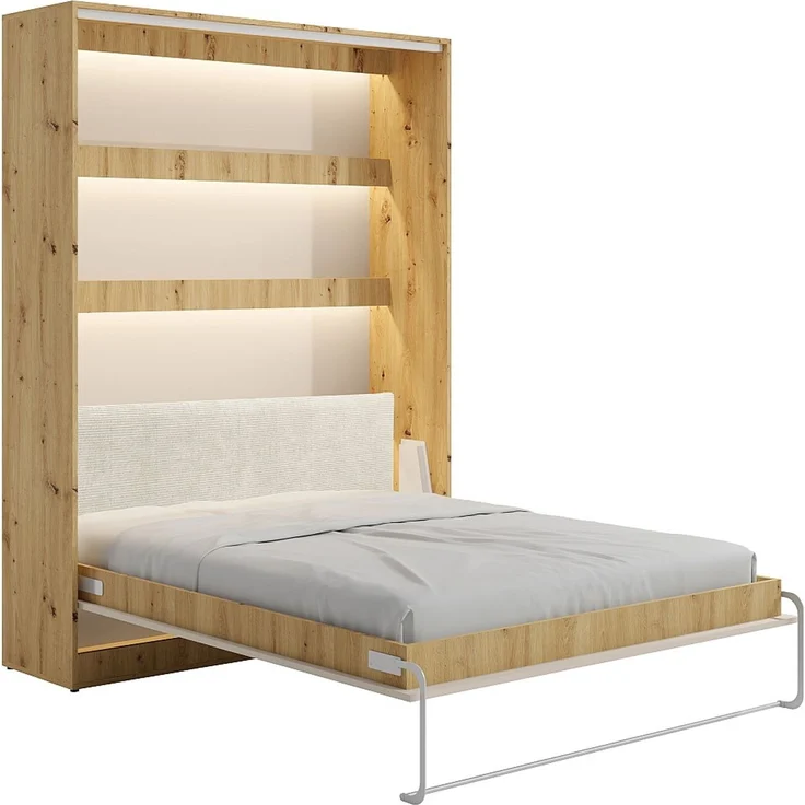 Vente-unique - RAPILI - Schrankbett - Metall - Beige, Naturfarben hell - 179 x 239.2 x 225.2 cm – Bild 3