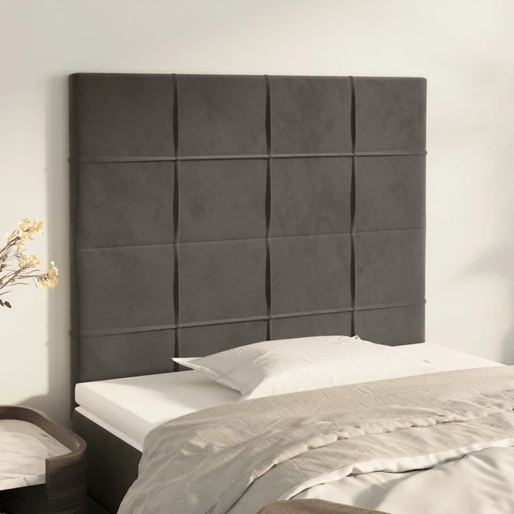 vidaXL Kopfteile 2 Stk. Dunkelgrau 90 x 5 x 78/88 cm Samt 3116369 – Bild 1