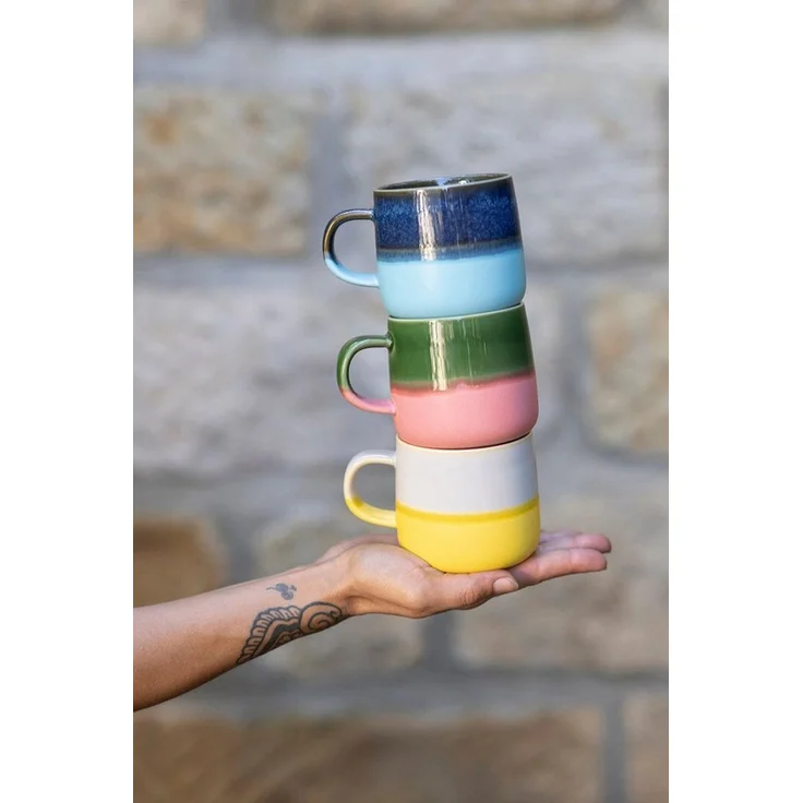 Tranquillo Tasse aus Steingut INDUSTRIAL 390ml groß blau spülmaschinengeeignet, Becher mit handgetauchter Glasur - einzigartige, zweifarbige Optik – Bild 2