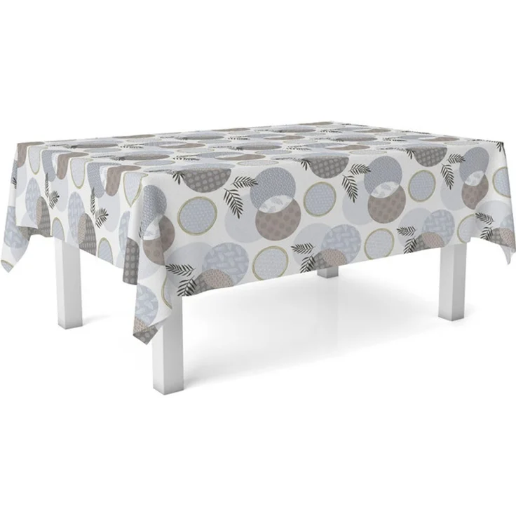 ECOMMERC3 Fleckabweisende Tischdecke für runden Tisch, Größe 140, rund | Schmutzabweisende Tischdecke, extra weich und wasserdicht, Lens Weiss