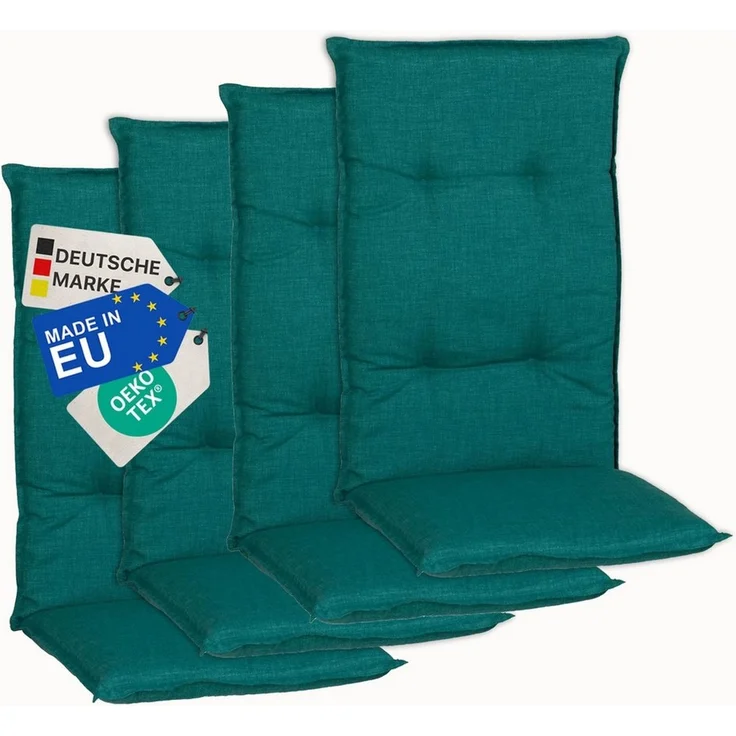 NYVI Hochlehnerauflage Hochlehner Auflagen 4er Set Barcelona - Gartenstuhlauflagen 118x50cm, (4 St), Stuhlauflage, Sitzauflage mit Halteband, UV-fest – Bild 1
