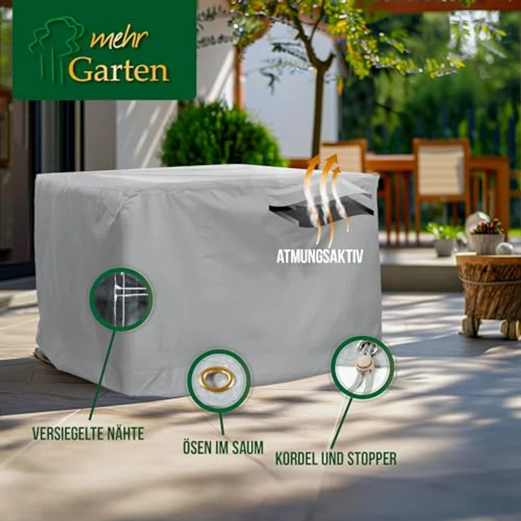 Mehr Garten Premium Protect Abdeckung Loungesessel 100x100x80 cm, hellgrau, wasserdichtes und UV-beständiges 2-lagiges Polyestergewebe, atmungsaktiv, winterfest – Bild 4