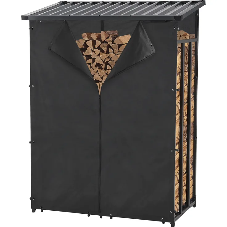 Brennholzregal Yakutat Schwarz 185x130x70 cm [casa. pro]