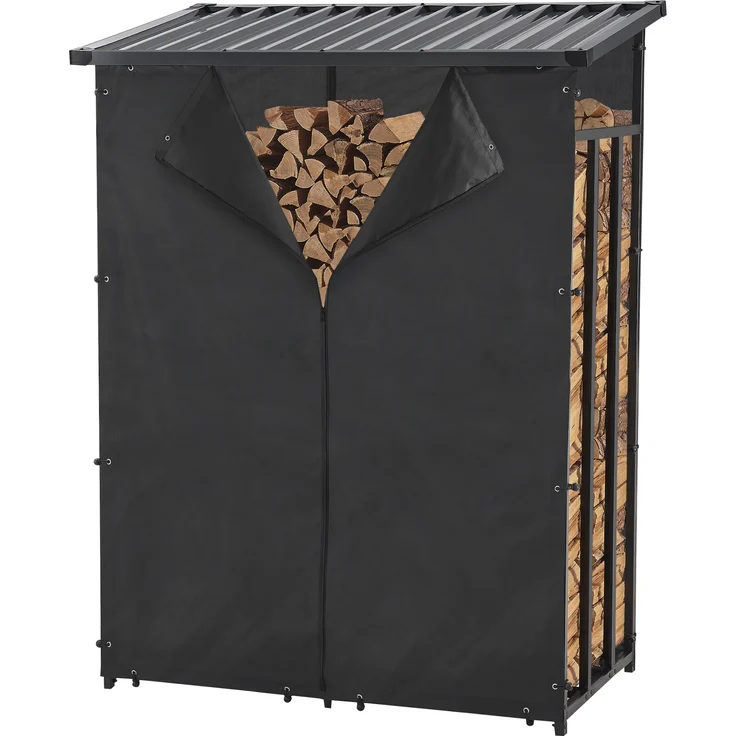 Brennholzregal Yakutat Schwarz 185x130x70 cm [casa. pro] – Bild 1