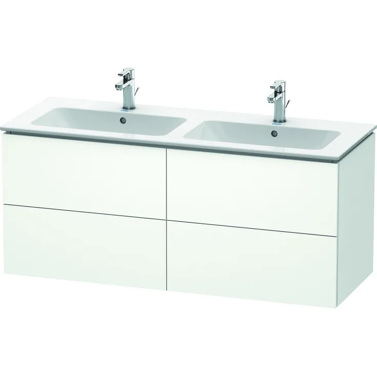Duravit L-Cube Waschbeckenunterschrank, Weiß matt, 129 cm mit geräumigen Schubladen und melaminbeschichteter Oberfläche