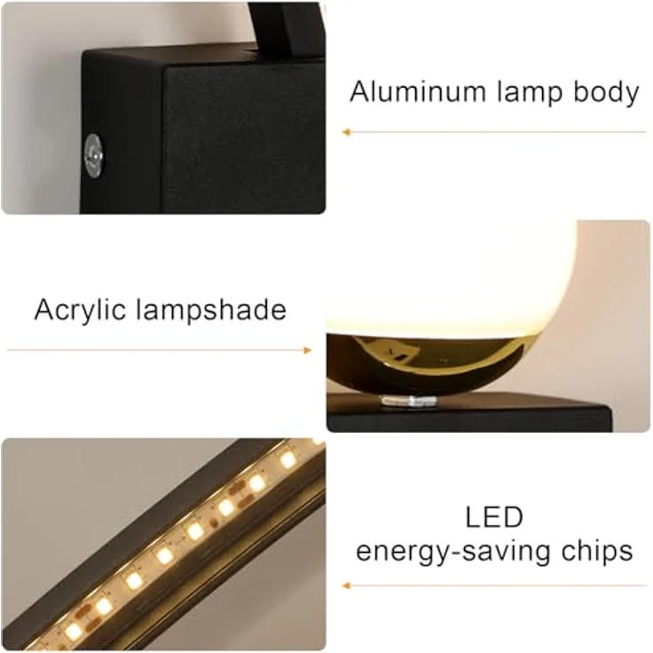 Goeco LED Wandleuchte Innen, 14W Moderne Wandlampe LED mit Geschwungenem Design, Wandbeleuchtung Schwarze für Schlafzimmer Korridor Wohnzimmer Treppe – Bild 5