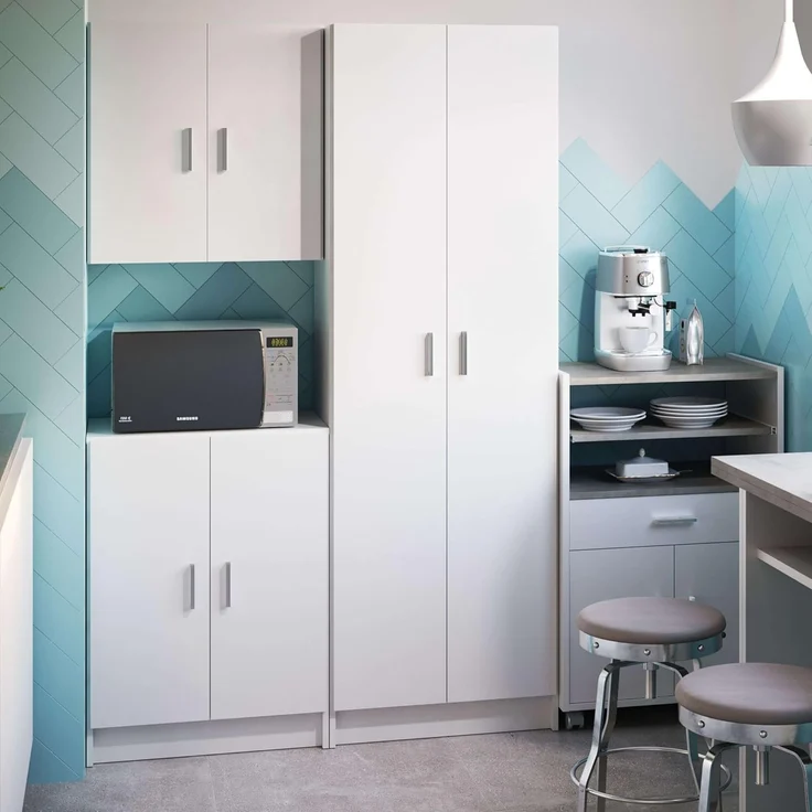 Habitdesign, Hängeschrank – kompakter Mehrzweckschrank in Mattweiß mit 2 Türen und Regalfächern, ideal für Bad, Küche oder Waschküche, Maße: 59 x 60 x 26,5 cm (B x H x T) – Bild 2
