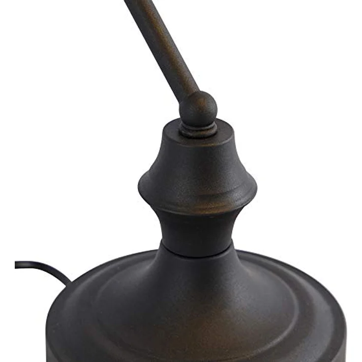 QAZQA Klassische Notarlampe, Antik Schwarz mit Geräuchertem Spiegelglas, Längliche Bankerleuchte, LED geeignet E27, Dimmbar, 34,5 cm Höhe – Bild 8