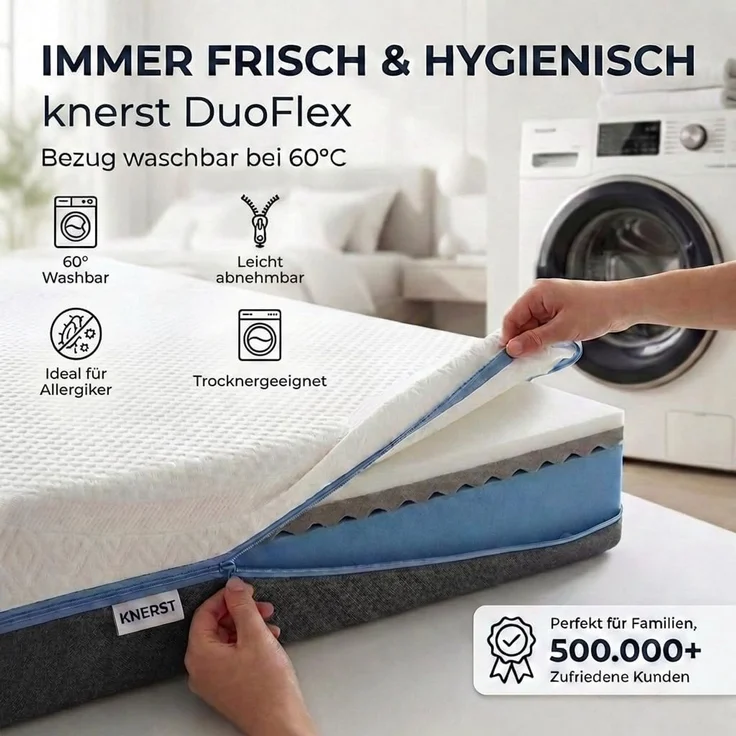 Hybridschaum-Matratze 7 Zonen Komfortschaum-Matratze mit Gel-Memory Foam in 2 Härtegrade, KNERST, Matratze 7 Zonen, 2 Härtegraden – Bild 6