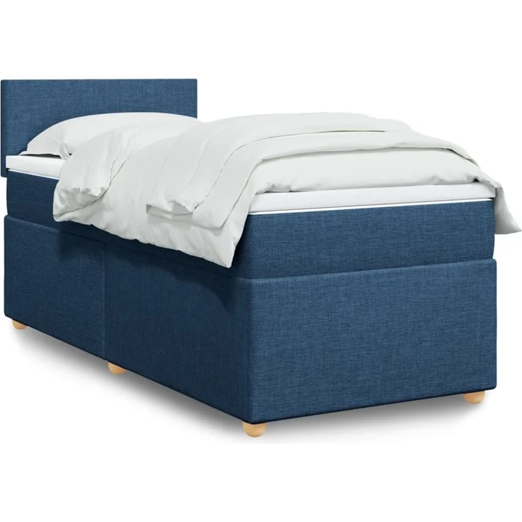 vidaXL Boxspringbett mit Matratze Blau 90x200 cm Stoff 3288862 – Bild 1