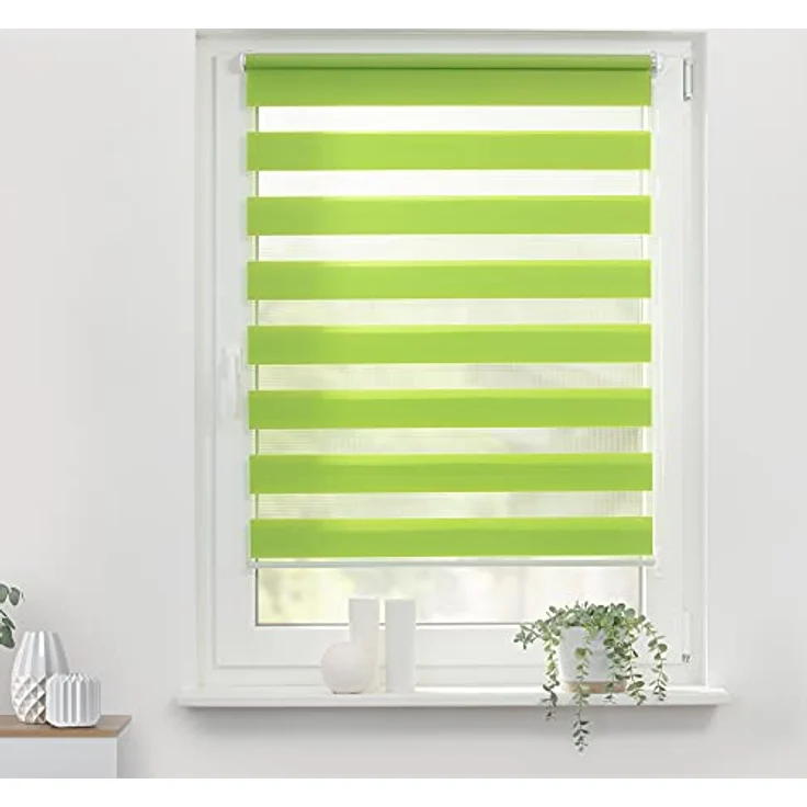 Lichtblick Doppelrollo Kopenhagen 45x150 cm (BxL) Grün modernes Duo Rollo; Klemm- und schraubbar; Lichtdurchlässig und blickdicht – Bild 3