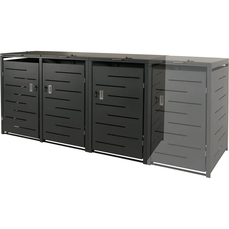 XL 3er-/6er-Mülltonnenverkleidung HWC-E83, Mülltonnenbox, erweiterbar 116x212x98cm ~ anthrazit Stahl, 100kg – Bild 7