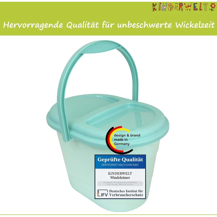 Premium Windeleimer aquamarin mit Deckel und Tragegriff – Bild 5