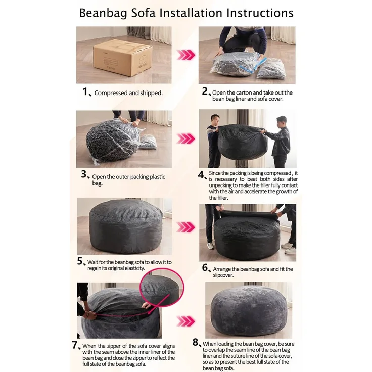 Wohnora-3FT Sitzsack,Sitzsackstuhl, Sofa für Erwachsene,weicher und bequemer Lesestuhl,geeignet für Schlafzimmer, Balkone und andere Orte,H 50cm x T 90cm x B 90cm,Kaffee