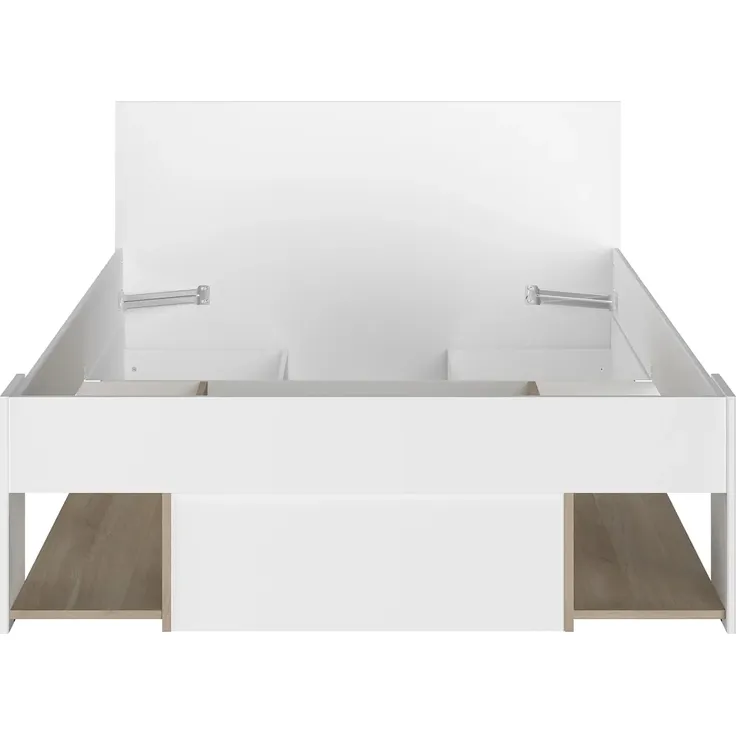 Vente-unique - KINSELIA Bett Holz, Platte BeigeWeiß - B 203,4 cm x H 76 cm x L 124 cm – Bild 6