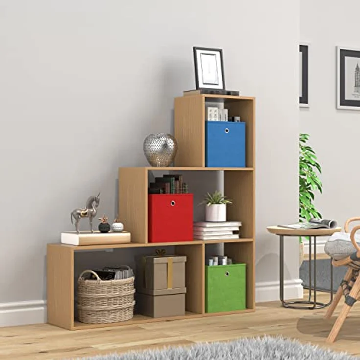 MID.YOU Regal Dubila, Bücherregal aus Holzwerkstoff in Buche, 117x123x29 cm, stehend – Bild 2