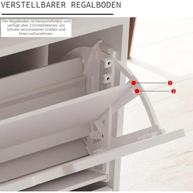 Vida Designs Schuhschrank, Holzwerkstoff, Weiß, 80H x 60W x 24D – Bild 7