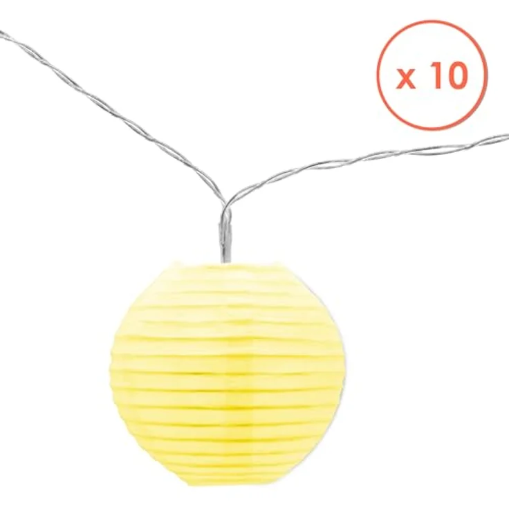 Spetebo Solar Lichterkette mit 10 bunten Garten Lampions, 2,7 m Außen Partybeleuchtung, warm weiß – Bild 2