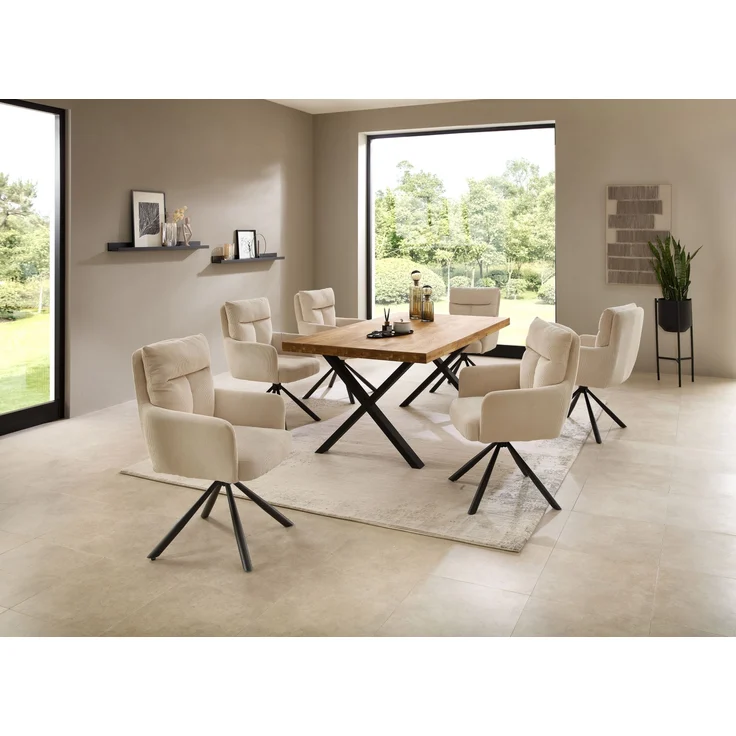 Esstisch >Chris X< in Eiche, schwarz, Massivholz, Metall - 180x76x100cm (BxHxT) – Bild 6