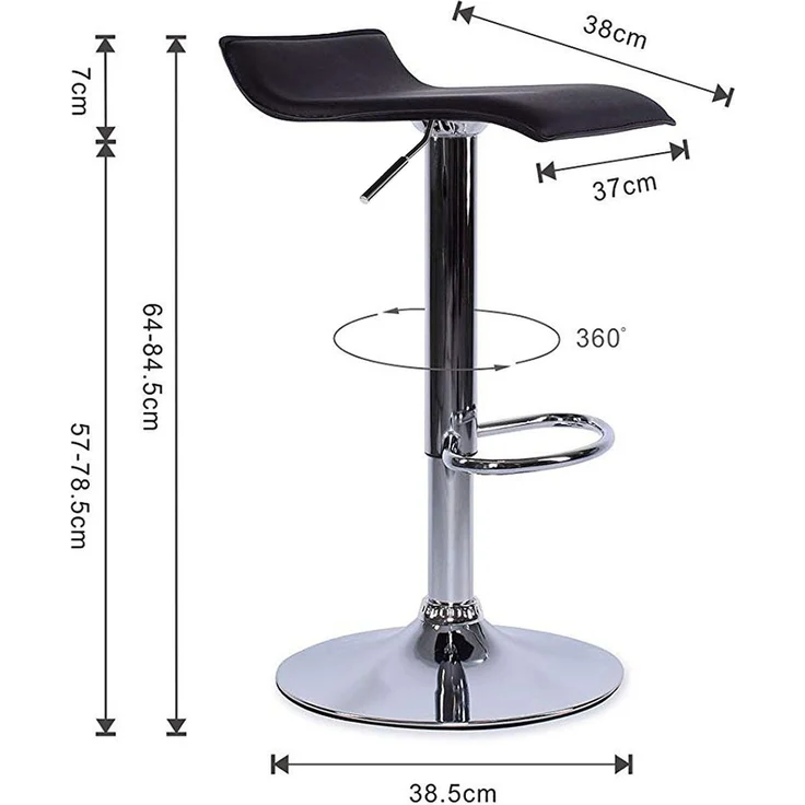 dibea 2er Set Barhocker (Modell 4) mit stufenloser Höhenverstellung, schwarz – Bild 6