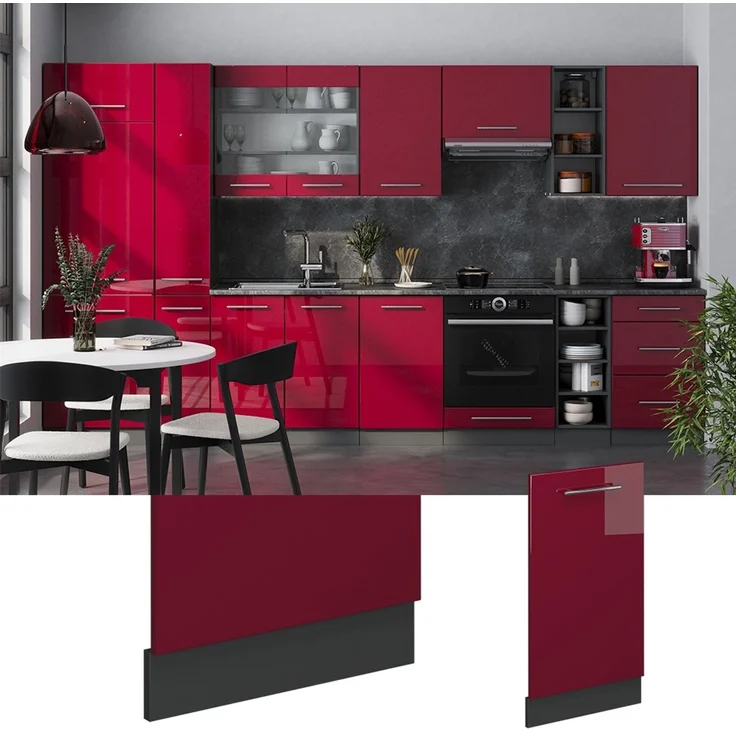 Geschirrspülblende Fame-Line Bordeaux Hochglanz 45 cm ohne Arbeitsplatte Vicco – Bild 3