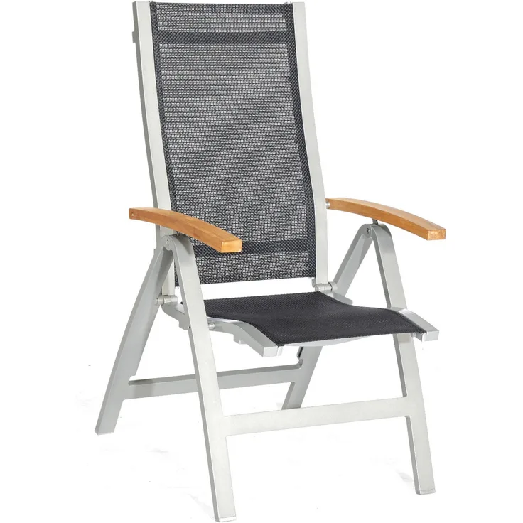 Sonnenpartner Klappsessel Florida Aluminium silber/Textilen schwarz Klapp-Sessel Klappstuhl