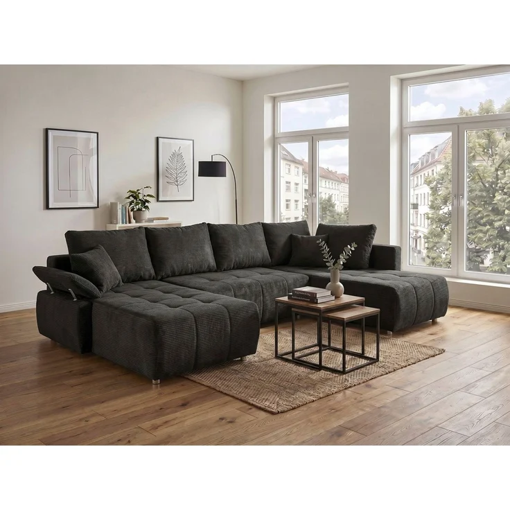 COLLECTION AB Wohnlandschaft Funtastic U-Form, B:288 cm, Schlaffunktion, Bettkasten, auch in Cord, Schlaffunktion, Bonnelfederkern, Rückenkissen, Armteilverstellung – Bild 2