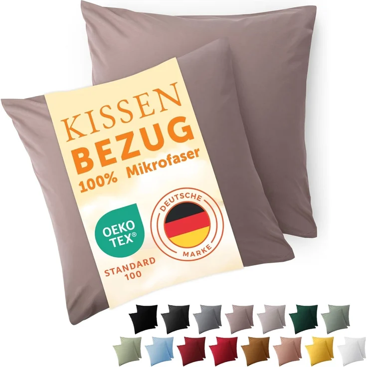 Blumtal Kissenbezüge aus gebürstetem Mikrofaser-Gewebe - Oeko-TEX zert. Kissenbezüge, (2 Stück), mit Reißverschluss oder Verschlusslasche