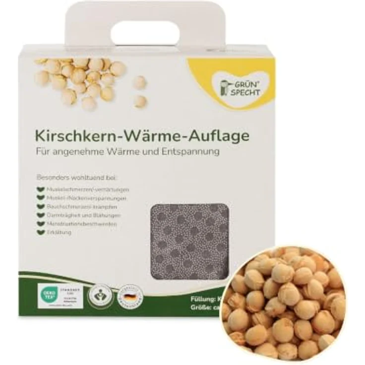 GRÜNSPECHT Kirschkern-Wärme-Auflage 43 x 20cm, 100% Baumwolle, Cocotte grau – Bild 1